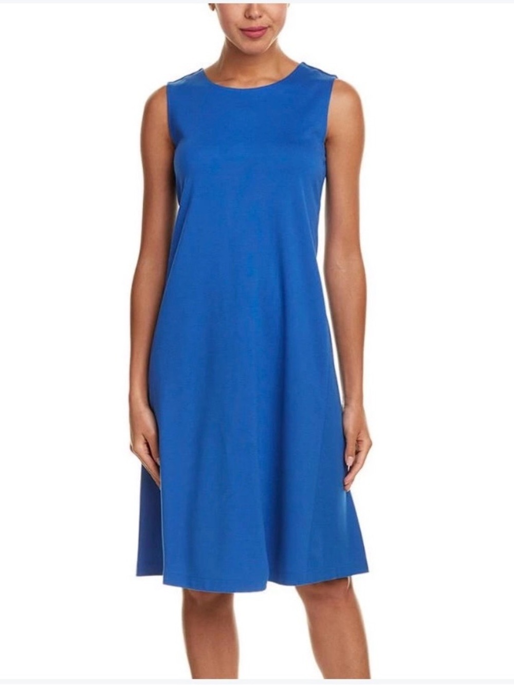 Lafayette 148 New York A Line Sleeveless Dress Pull On Regency Blue Sz XL NEW